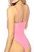 LEISUP Women's Strappy V Neck Tie Knot Front High Waist Thong One Piece Swimwear Pink L