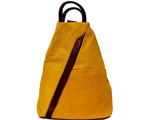 yellow leather backpack purse
