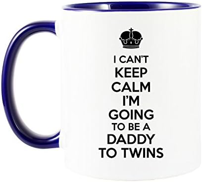 Mama Birdie I Can't Keep Calm I'm Going To Be A Daddy To Twins Coffee Cup/Tea Mug (White/Navy)