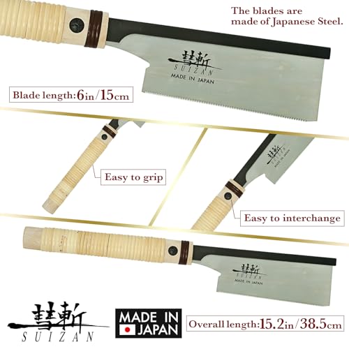 SUIZAN Dozuki Dovetail Saw 6" Cross Cut - Japanese Pullsaw Hand Saws photo 8
