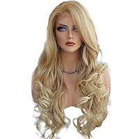 Minelody Women Curly Wavy Wig, 70CM Middle Parting Long Heat Resistant Wavy Curly Cosplay Wigs Straight Synthetic Wigs for Women