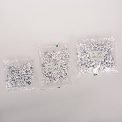 Ethernet Cable Clips Oziral 5mm 7mm 10mm 300 Pcs Cable Management Cord Attachable to Wall with Hooks