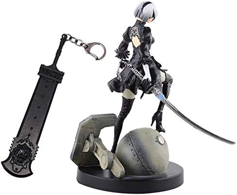 DANCHEN NieR: Automata Yorha No. 2 Type B,2B PVC Collectible Figure, Statue 6" … (Nier + Keychain)