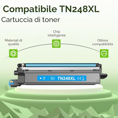 swiss toner TN248XL Compatible with Brother TN-248XL TN248 TN-248VAL for Brother MFC-L3760CDW Toner MFC-L3740CDW MFC-L3740CDWE DCP-L3560CDW HL-L3240CDW HL-L3220CW 5 Pack