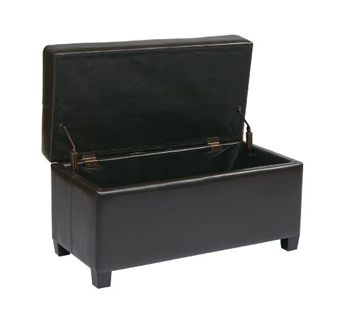 Office Star Metro Storage Ottoman in Vinyl, Espresso
