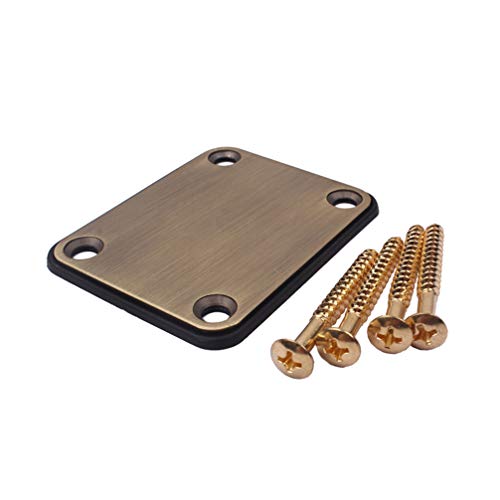 Milisten 2pcs Electric Guitar Neck Plates with 4pcs Screws for Strat Tele Guitar Jazz Bass Replacement Parts Accessories (Brass)