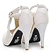 Women's Chic Sexy High heel Ankle Wrap Hasp Plus size 4-10.5 PU Leather Work White Pumps Sandal 8.5 B (M) US
