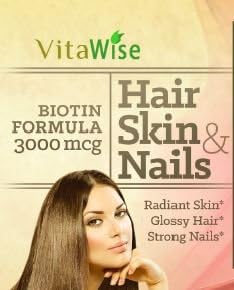 Biotin Formula for Hair, Skin, Nails 3000 MCG 90 Tablets 30 Day Supply