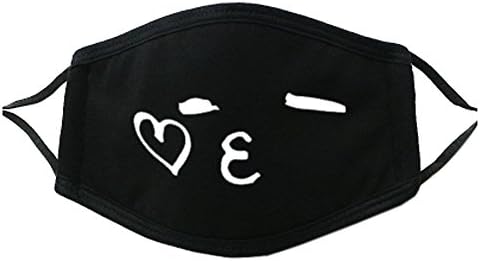 Kun Partner Unisex Cute Facial Expression Dust-proof Mask Breathable Black Mask, Pattern 14