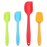 Silicone Spatula, Stainless Steel Core Heat Resistant Non Stick Rubber Spatulas, Set Of 4