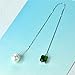 KOREA-JIAEN Imitation Pearl Earrings S925 Silver Plated Base Double Sided Tassel Ear Line (Green)
