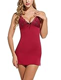 Avidlove Sexy Lingerie Women Lace Babydoll Chemise Sleepwear Full Slip Dress