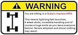Subaru Impreza WRX 4x4 funny warning decal, sticker