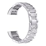 bayite Bling Bands Compatible Fitbit Charge 2, Replacement Metal Bands with Rhinestone Bracelet
