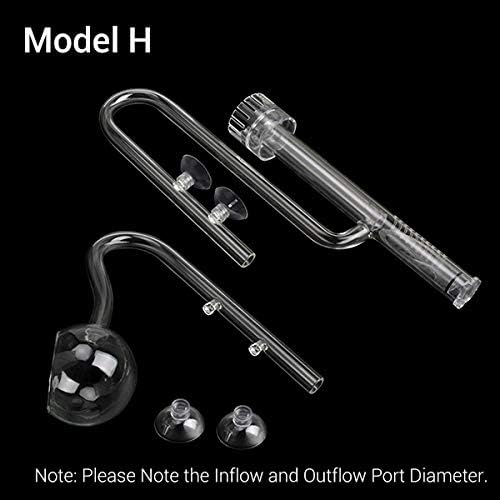 Jason Pitman Skimmer Glass Lily Pipe Spin Surface Inflow Outflow 13/17mm Aquarium Water Plant Tank Filter ADA Quality Fish Tank Filter (Color : Model H, Size : 17mm)