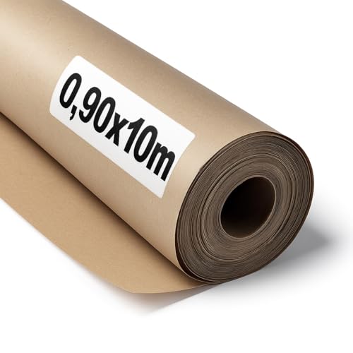 OFITURIA Naturbraunes Kraftpapier 70 g/m² – Rolle 0,90×10 m – Pack mit 6 Rollen – Recyclingpapier für Verpackungen, Basteln und Dekoration – Reißfest
