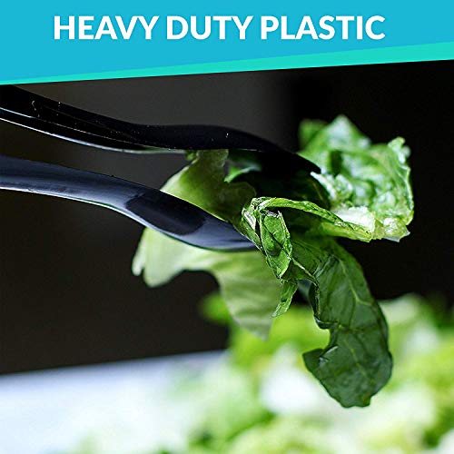 Disposable Plastic Serving Utensils Black Set of 12 Four 10" Spoons