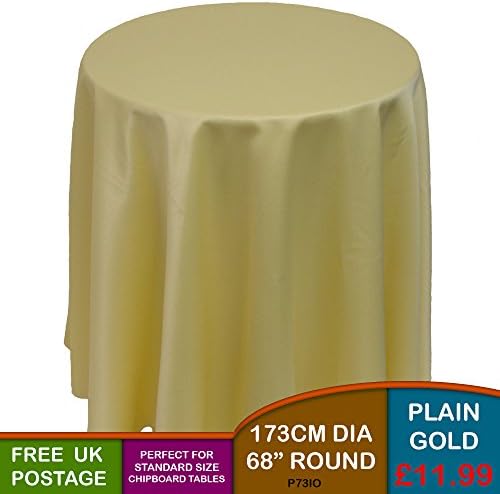 GiftsScotland.com Plain Round Light Gold Yellow Chipboard Display Bedside Table Tablecloth 173cm 68" FREE UK POSTAGE
