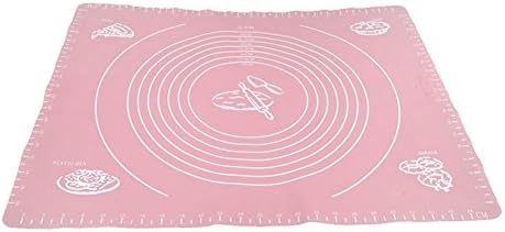 SHFZ 50*40cm Silicone Mat Baking Cake Dough Fondant Rolling Kneading Mat Baking Mat With Scale Cooking Plate Kitchen Tools (Pink)