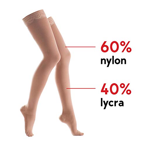 Lauma Medical, 23-32 mmHg Class 2 medical compression stockings with lace stripes, varicose veins, often swelling in the legs, pain in the calves and feet (
