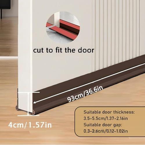 36” Under Door Draft Stopper, Door Draught Excluder for Bottom of Doors, PVC Door Seal for Protection from Sound, Cold, Moisture and Insects (Brown)