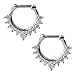 Ruifan 16G Nose Ear Daith Septum Clicker Ring with Clear CZ Gems 316L Surgical Steel 2PCS - Steel