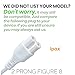 Ipax 10 Ft Long White 2 Prongs AC Power Cord Cable Plug Compatible with for LG TCL Samsung UN75NU7100F-XZA UN55NU7300 UN65NU7300 UN60J6300 UN65J6300 UN75J6300 UN32J6300 UN50J6300 UN55J6300 Led HD TV