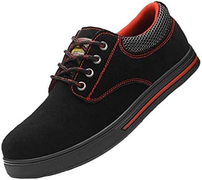 juqilu Unisex Steel Toe Safety Shoes Work Trainers Lace up Breathable Lightweight Ankle Hiking Shoes Sport Sneaker