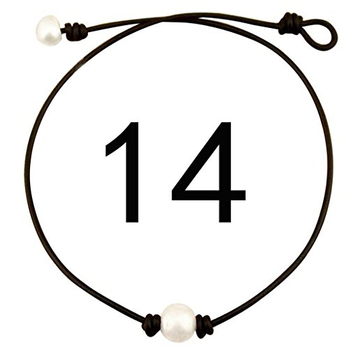 Single Pearl Leather Choker Necklace for Women Handmade Choker Jewelry Gift 14"