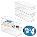 mDesign Plastic Office Supply Organizer - Storage Holder Bin with Handles for Desk Drawer, Cabinet - Pencil, Pen, Envelope and Supplies Container Basket - Ligne Collection - 4 Pack - Clear