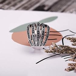 Mytys Vintage Wide Ring Classic Black Marcasite