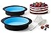 Pack of 2 Big Round Cake Pie Tart Black and Blue Silicone Mold Pans - Thick Silicone
