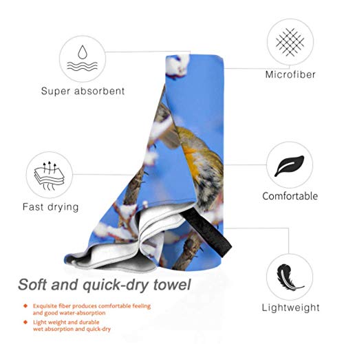 JOCHUAN-Cute-Bird-Robin-Winter-Birds-Blue-2-Pack-Microfiber-Shower-Towel-Camping-Body-Towel-Set-Fast-Drying-Best-For-Gym-Travel-Backpacking-Yoga-Fitnes