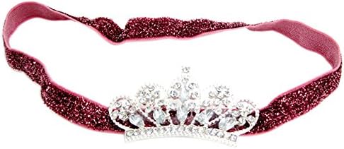 ESTD Baby Girl Princess Rhinestone Crown Headband Tiara Photography Props - Burgundy