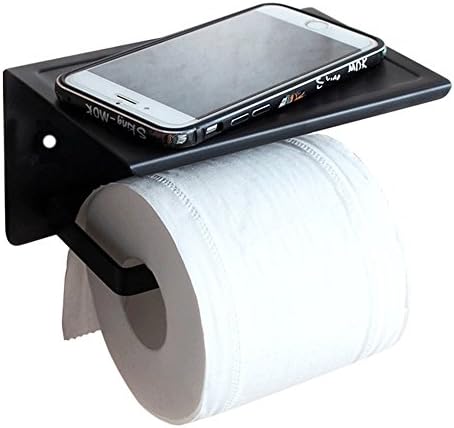 Etubby Stylish Bathroom Toilet Paper Holder Stainless Steel 304 Chrome-Plated Design Wall-Mounted/Self-Adhesive Toilet Roll Storage Tissue Holder with Phone Holder - Black