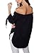 Just Quella Women's Off Shoulder Loose Shirt Blouse 8422 (Large, Black)