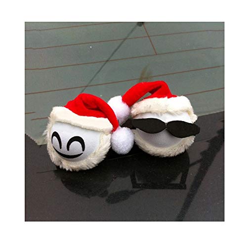 COGEEK 1 Pcs Santa Claus Elk Car Antenna Ball Aerial Topper Balls Toppers Cartoon Car Roof Christmas Decoration (Sunglasses) - Thumbnail 2