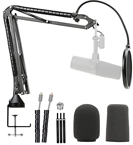 Photo 1 of YOUSHARES SM7B Boom Arm with SM7B Pop Filter/Windscreen - Upgraded Mic Arm Compatible with Shure SM7B Dynamic Vocal Microphone, Heavy Duty Mic Stand Provide More Ways to Create.