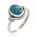 925 Oxidized Sterling Silver Chrysocolla Gemstone Oval Rope Edge Vintage Band Ring Size 6