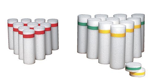 Pull-Buoy Foam Bowling Pins and Discs, Set of 10 Pins and 4 Discs