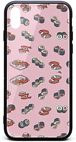 Hiunisyue iPhone Xs Max Case Japanese Food Sushi 9H Tempered Glass Back Cover Soft TPU Frame Scratch Resistant Shock Absorption Cover Case Compatible for iPhone Xs Max