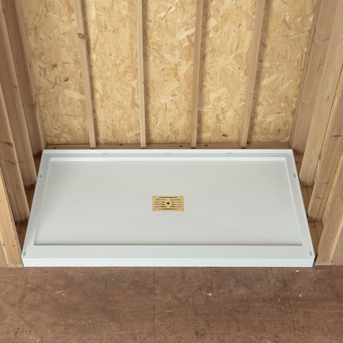 WOODBRIDGE 60"L x 32"W Solid Surface Shower Pan Base in White, Alcove Installat…