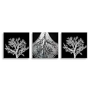 3 Panel Canvas Wall Art Black and White Painting Home Wall Decorations for Bedroom Living Room Paintings Canvas Prints Framed - 12"x12"x3 Panels
