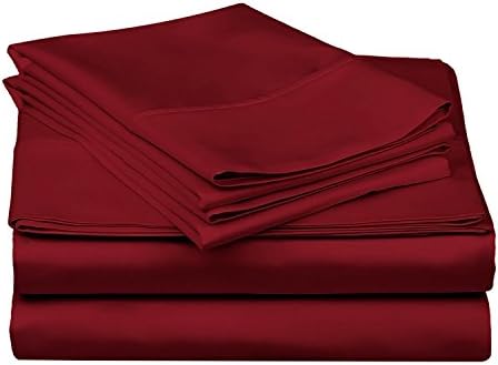 LaxLinen 600 Thread count 4-Piece Sheet Set Cot Bed (30" x 75") Burgundy Solid Fit Up To 9" Deep Mattress 100% Egyptian Cotton.