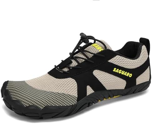 Barefoot Shoes Uomo Donna Scarpe Barefoot Minimaliste Scarpe a Piedi Nudi Antiscivolo Scarpe Trail Running Leggere Scarpe Dita Cachi,Gr.42