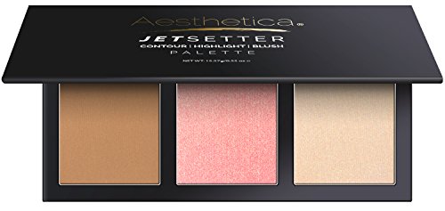 Aesthetica JetSetter Palette - All in One Highlighter, Blush and Contour Kit - Fair to Medium Skin Tones