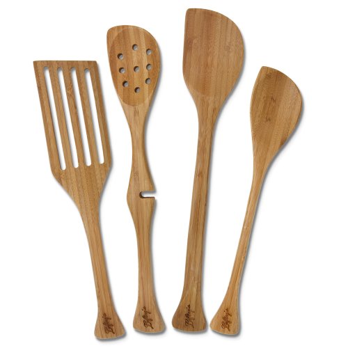 Lefty's Left-handed Bamboo Utensil Kitchen Tool Set, 4 Pieces In Mesh Bag