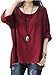 ASHER FASHION Women's T-Shirt,Long Sleeve Casual T-Shirt Tees Solid Linen Tunic Tops Blouse US 0-8