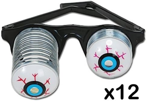 (LOT OF 12) Droopy Eyes Glasses Goofy Slinky Pop Out Eye Gag Halloween Costume Party Joke by ROCKYMART