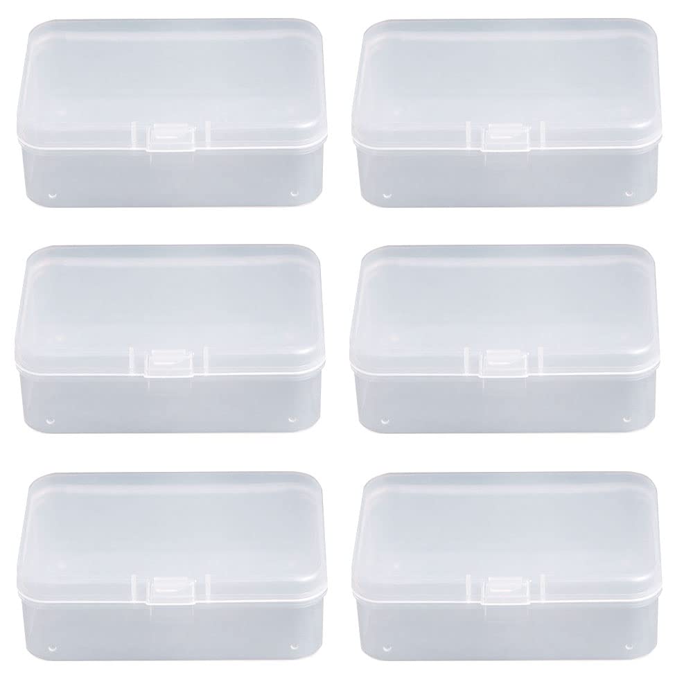 LATRAT 6 Pieces Transparent Mini Storage Box, Plastic Storage Containers Jewellery Organizer for Collecting Small Items, Beads, Jewellery, Business Cards, Crafts